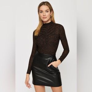 DYNAMITE Leopard Shirred Long Sleeve Top, Size XS